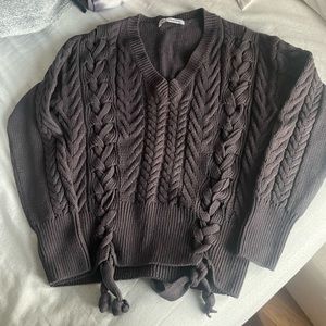 vneck cable knit sweater